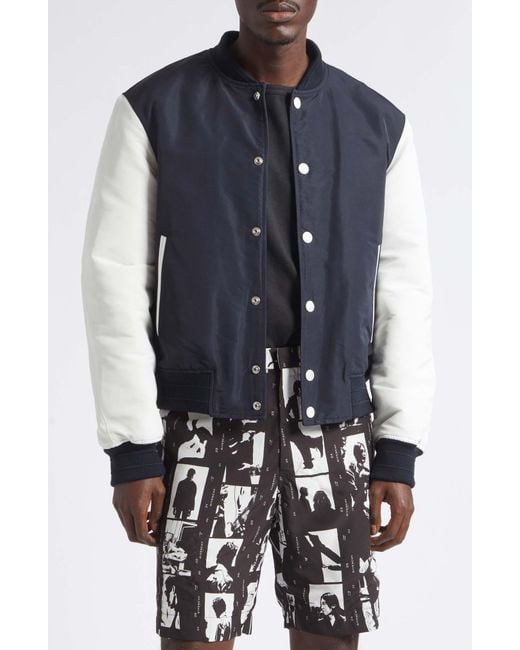 Givenchy Blue Logo Satin Varsity Jacket for men