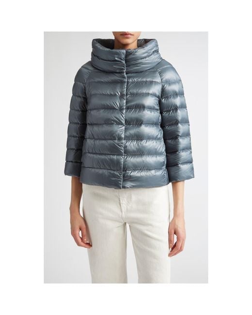 Herno Women's Gray Sofia Iconic Down Crop Puffer Jacket