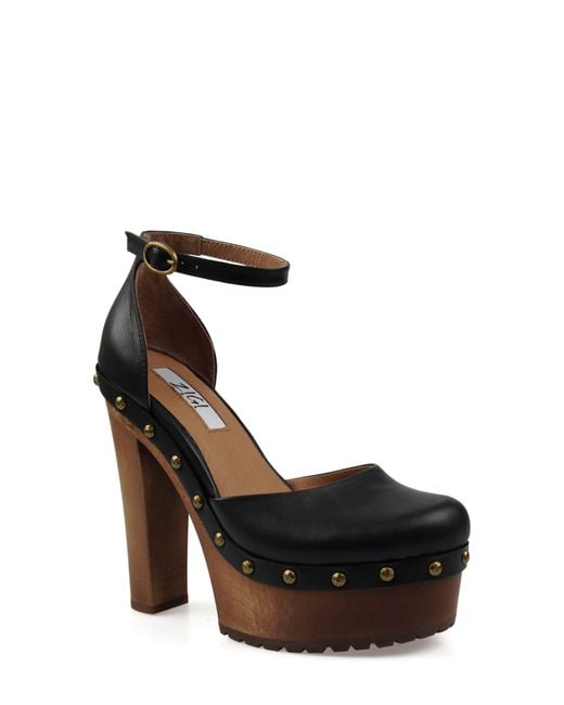 Zigi Black Divaa Ankle Strap Platform Pump
