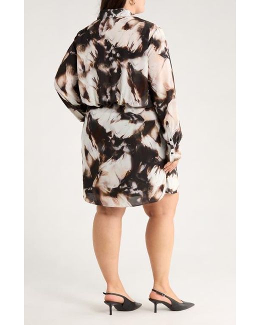 Nordstrom Black Long Sleeve Faux Wrap Dress