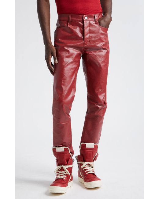 Rick Owens Red Tyrone Coated Skinny Jeans for men