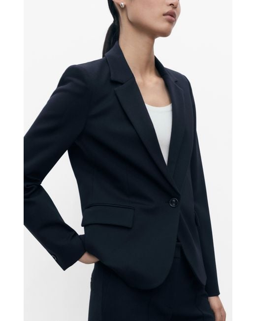Mango Blue Fitted Suit Jacket