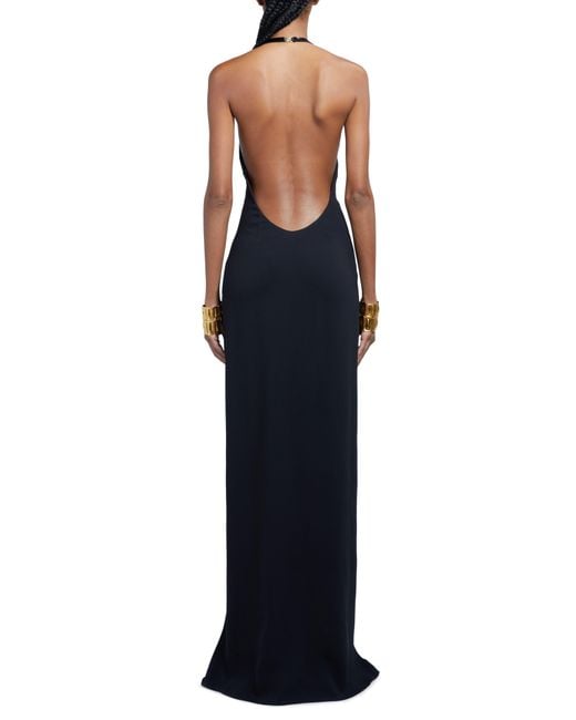 Tom Ford Blue Sable Evening Halter Gown