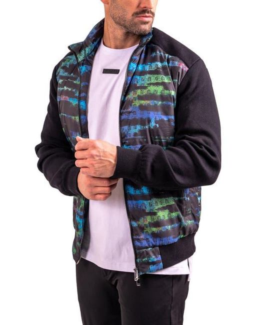 Maceoo Blue Iconstreak Bomber Jacket for men