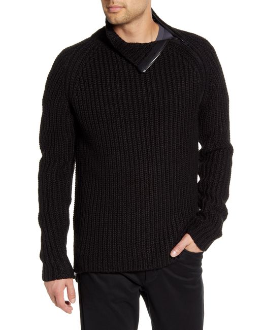 Karl Lagerfeld Black Chunky Zip Turtleneck Sweater for men