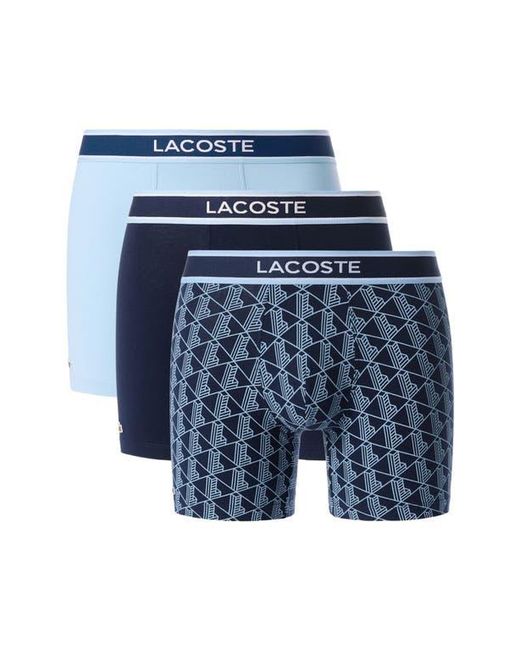 Lacoste Blue Monogram Assorted 3-Pack Boxer Briefs for men