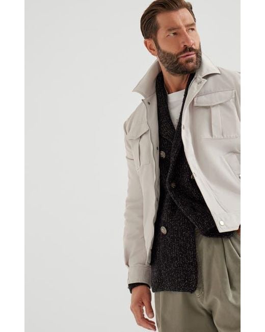 Brunello Cucinelli White Bomber Jacket With Padding for men
