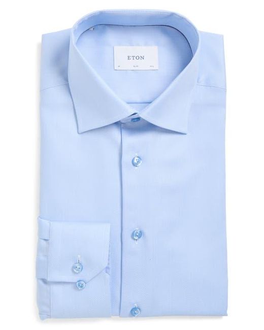 Eton of Sweden Blue Slim Fit Cotton Twill Dress Shirt for men