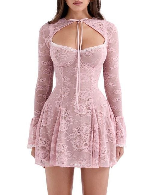 House Of Cb Alice Underwire Lace Minidress & Bolero in Pink | Lyst