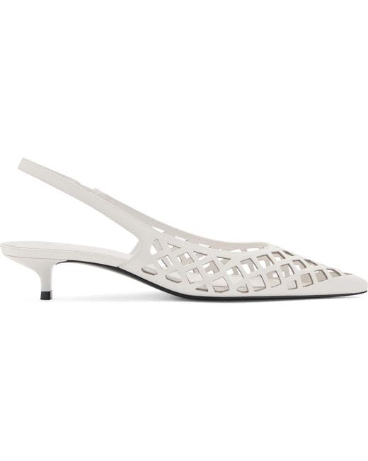 Mango White Laser Cut Pointed Toe Slingback Pump