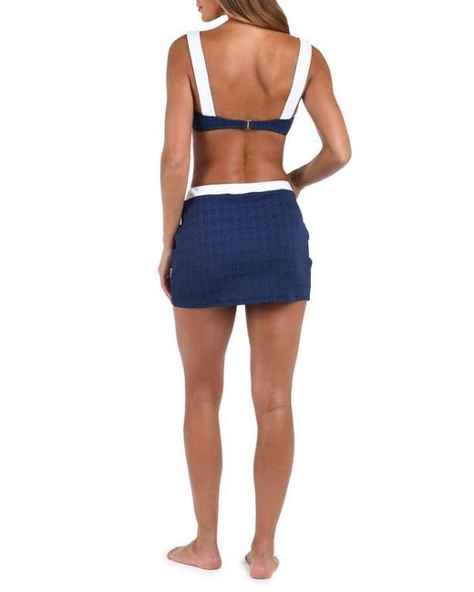 L'Agence Blue Coco Colorblock High Waist Cover-Up Skirt