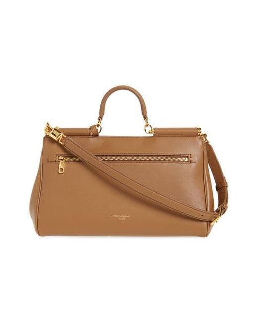 Dolce & Gabbana Brown My Sicily East/West Plongé Leather Top Handle Bag