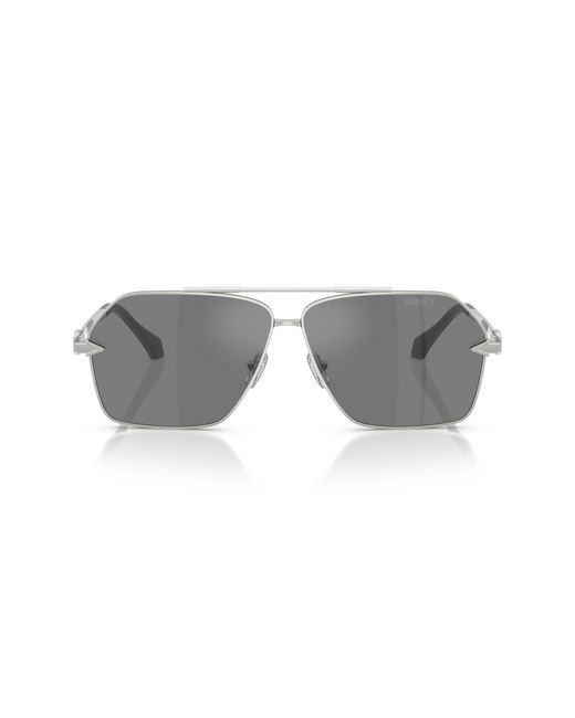 Versace Gray 63Mm Pilot Sunglasses for men