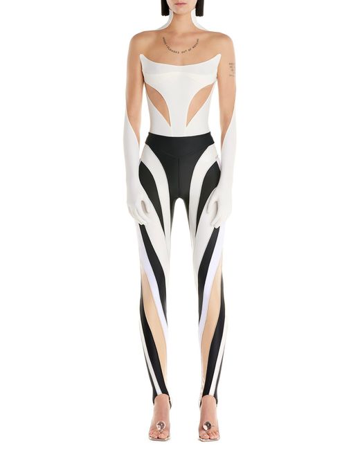Mugler Tulle Illusion Off The Shoulder Bodysuit in Black Lyst