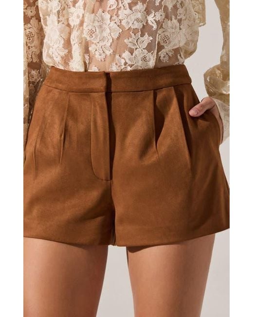Astr Brown Jude Faux Suede Shorts