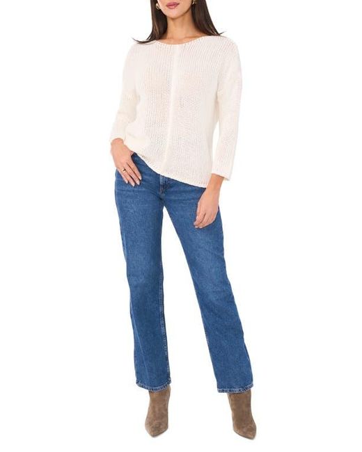 Vince Camuto White Seam Open Stitch Sweater