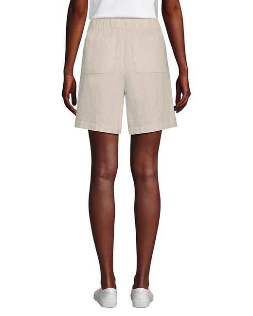 Lands' End Natural Linen High Rise Pull On 7 Shorts