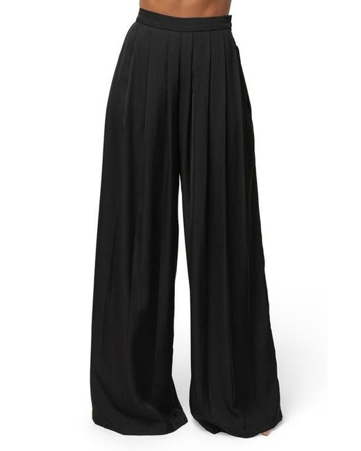 JLUXLABEL Black Clara Pleated Wide Leg Trousers