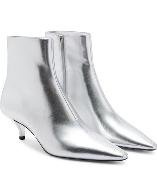 Mango Gray Metallic Kitten Heel Bootie