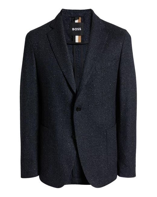 Boss Blue Hanry Virgin Wool Blend Herringbone Sport Coat for men