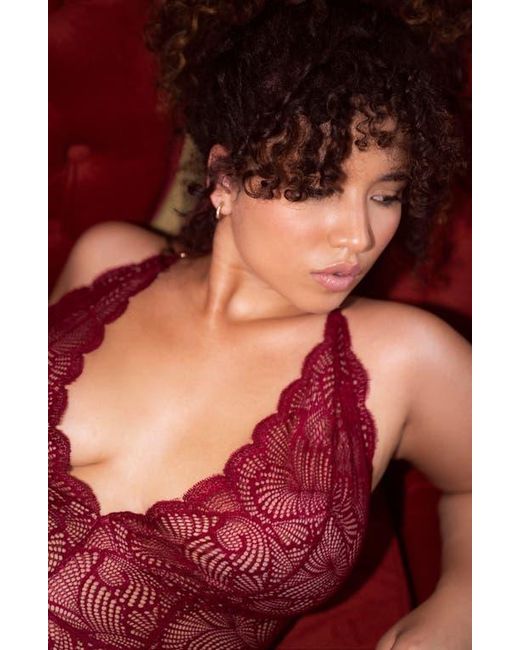 MAPALE Red Cutout Lace Bodysuit