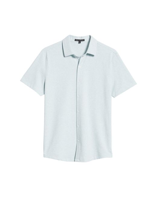 Robert Barakett White Keyes Slim Fit Microprint Short Sleeve Knit Button-up Shirt for men