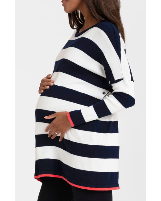 Seraphine Blue Boxy Stripe Maternity/nursing Sweater