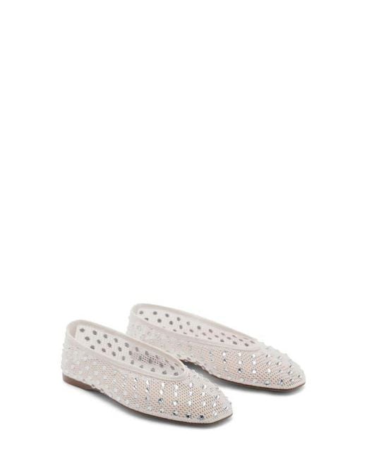 Mango White Embellished Ballet Flat
