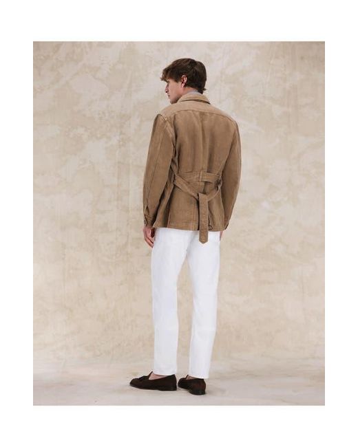 Fortela Brown Clint Linen Sahariana Jacket for men