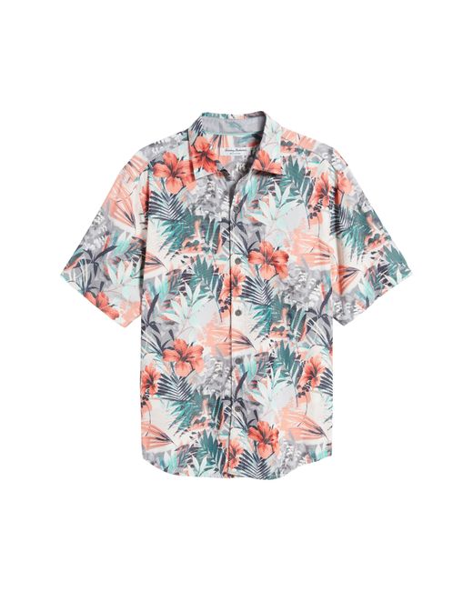 Tommy Bahama Blue Mojito Bay Electric Blooms Short Sleeve Performance Button-up Shirt for men