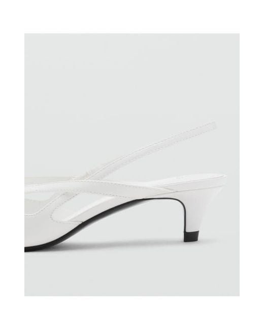 Mango White Slingback Kitten Heel Pump