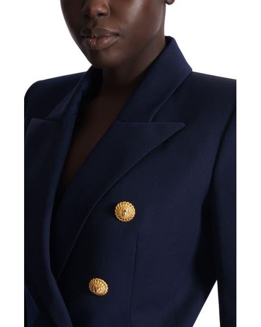 Balmain Blue Fitted Wool 6-Button Jacket