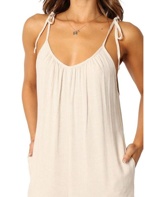 Petal & Pup Natural Margo Tie Strap Linen Jumpsuit