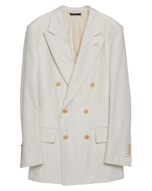 Tom Ford White Attitucus Double Breasted Cotton & Silk Sport Coat for men