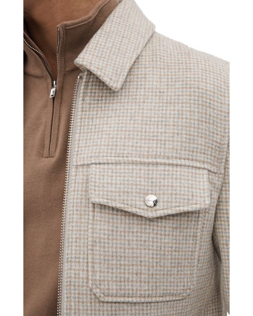 Reiss Natural Maray Check Wool Blend Zip-up Jacket for men