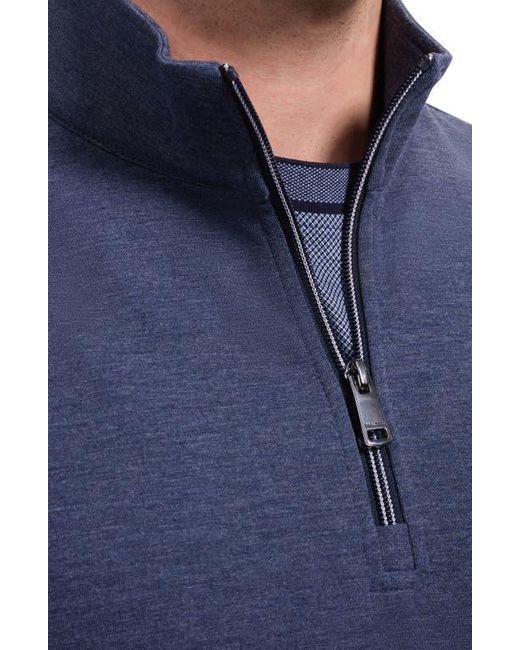 Bugatchi Blue Soft Touch Quarter Zip Pullover for men