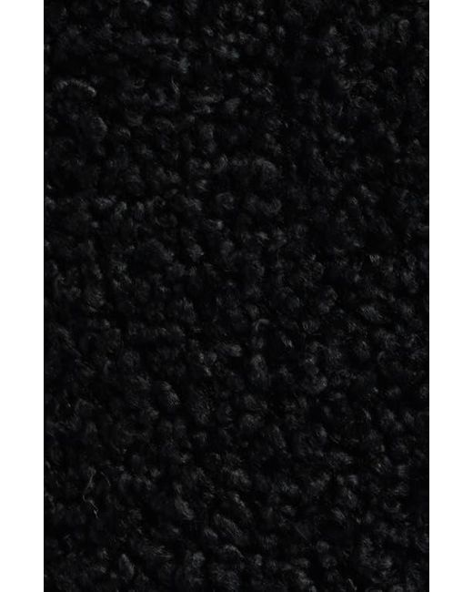 BCBGMAXAZRIA Black Notch Collar Faux Shearling Long Coat