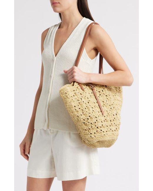 Sam Edelman Metallic Layla Floral Raffia Tote Bag