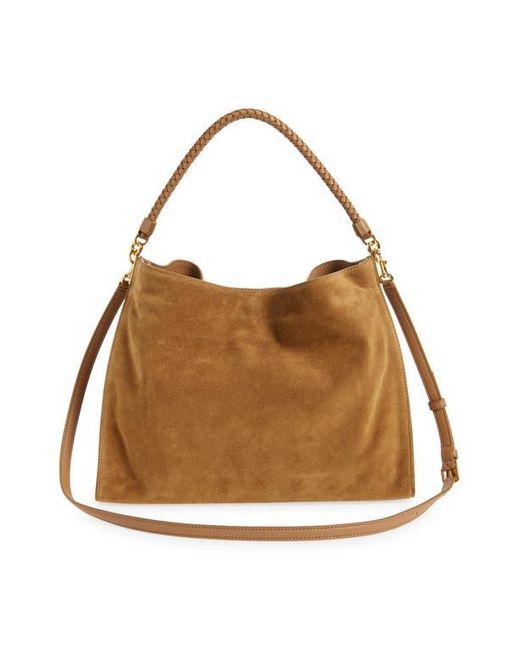 Veronica Beard Brown Beard Vida Suede Shoulder Bag