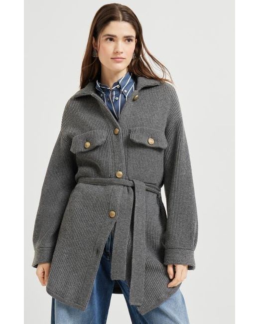 Brunello Cucinelli Gray English Rib Knit Cardigan
