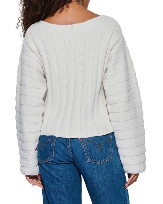 Nation Ltd Gray Ronan Rib Cotton Blend Velour Sweater