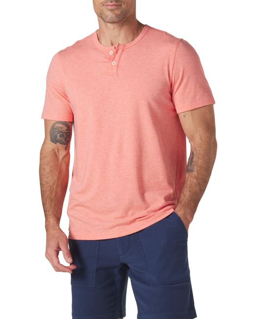 The Normal Brand Blue Short Sleeve Active Henley for men