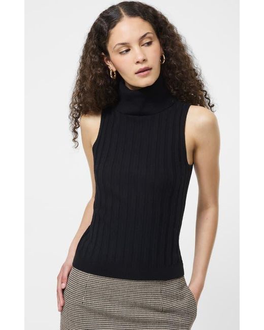 French Connection Black Rib Turtleneck Sleeveless Sweater
