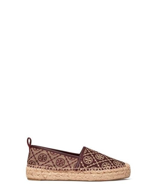 Tory Burch Pink T Monogram Platform Espadrille