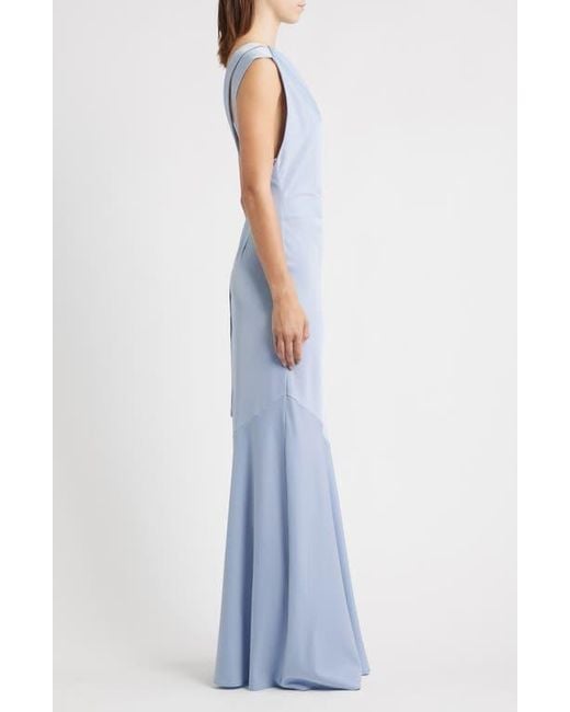 Lulus Blue Vida Pleated Bodice Cocktail Maxi Dress