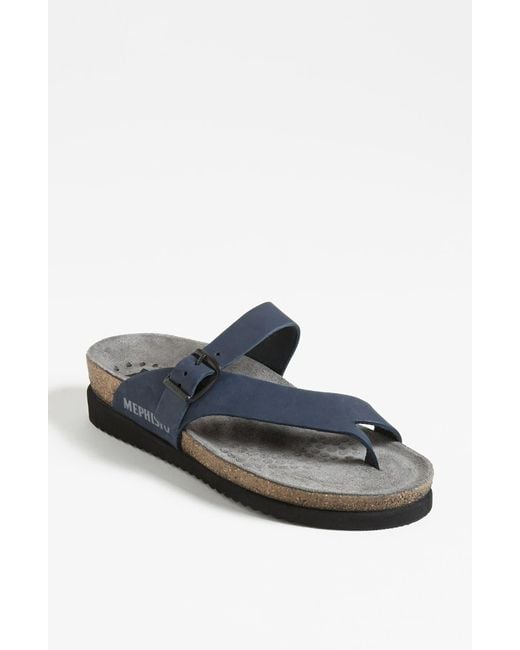 Mephisto Blue Helen Toe Loop Sandal