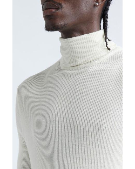 Tom Ford White Wool, Silk & Cashmere Rib Turtleneck Sweater for men