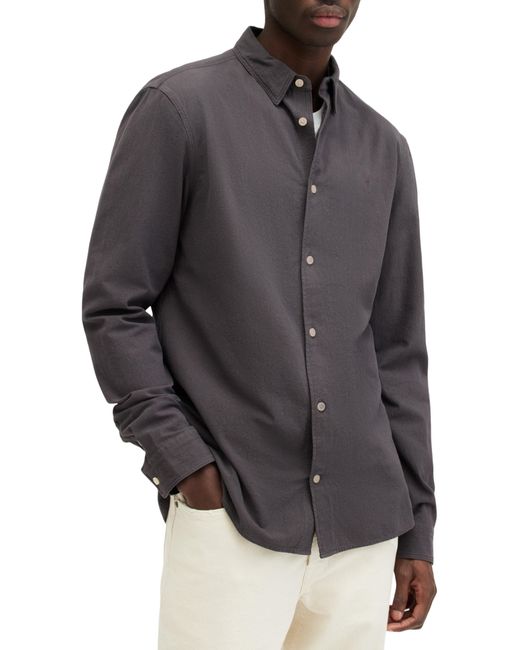 AllSaints Gray Lovell Slim Fit Button-up Shirt for men