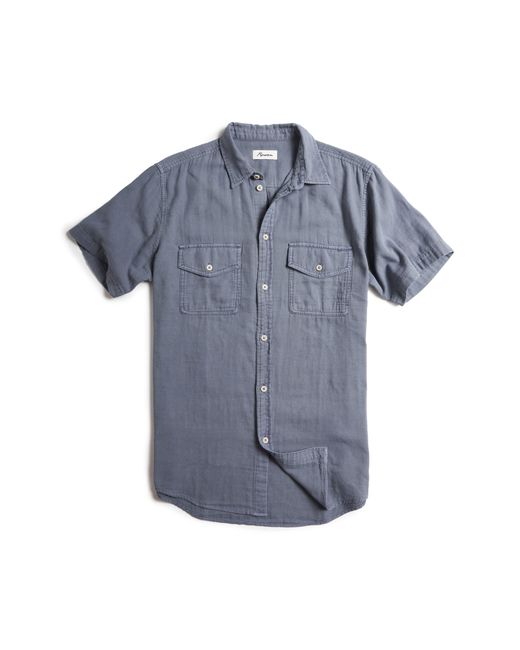 Rowan Blue Leeds Cotton Gauze Short Sleeve Button-up Shirt for men