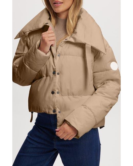 Noize Blue Cropped Puffer Drawstring Jacket
